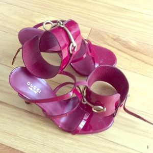 Red Gucci cuff sandals